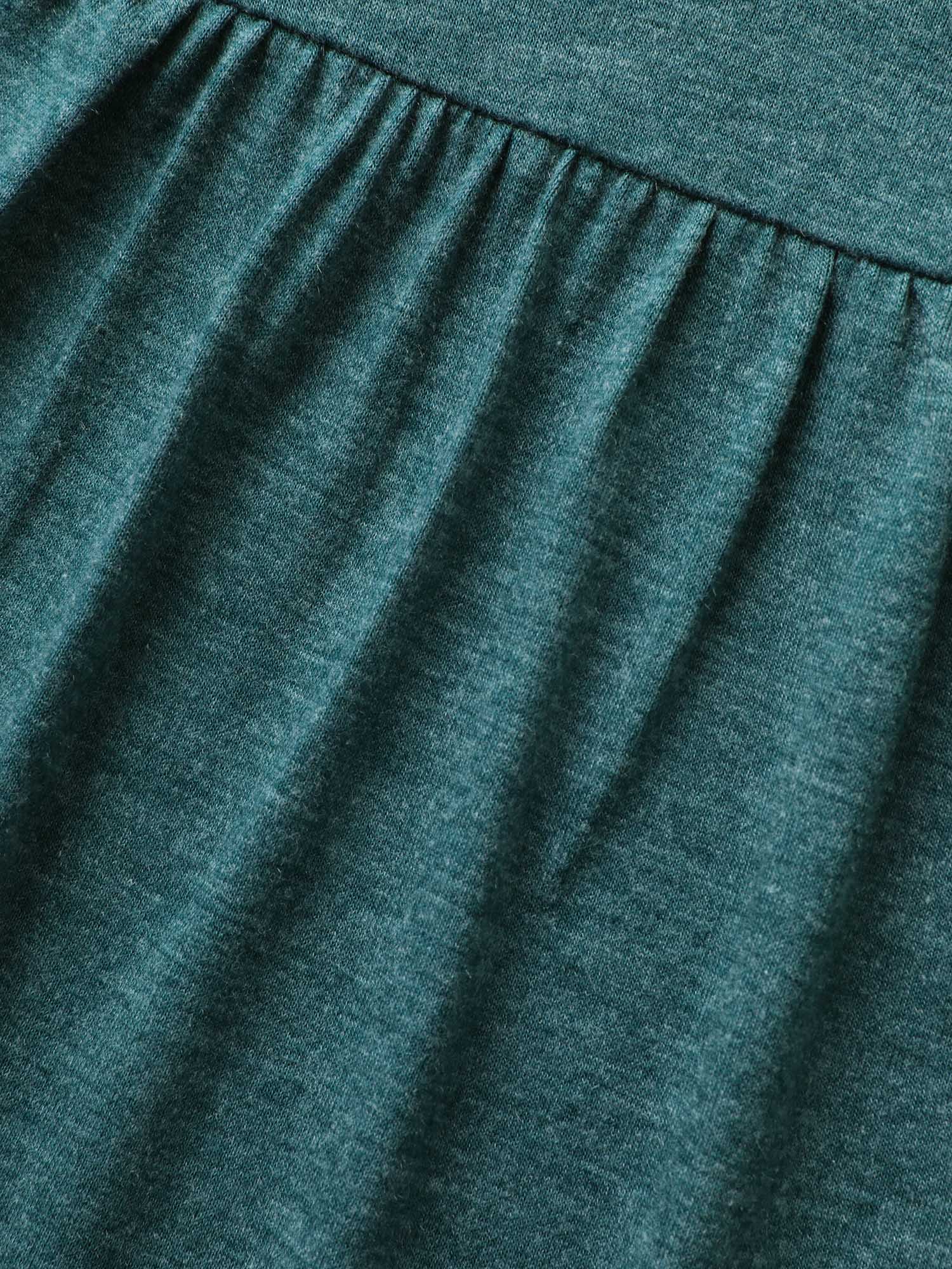 Plain Ruffle Sleeve Keyhole Gathered Crew Neck T-shirt - Image 14