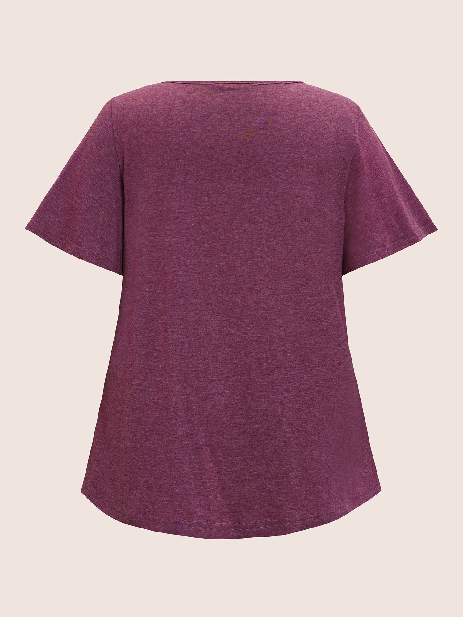 Plain Ruffle Sleeve Keyhole Gathered Crew Neck T-shirt - Image 22