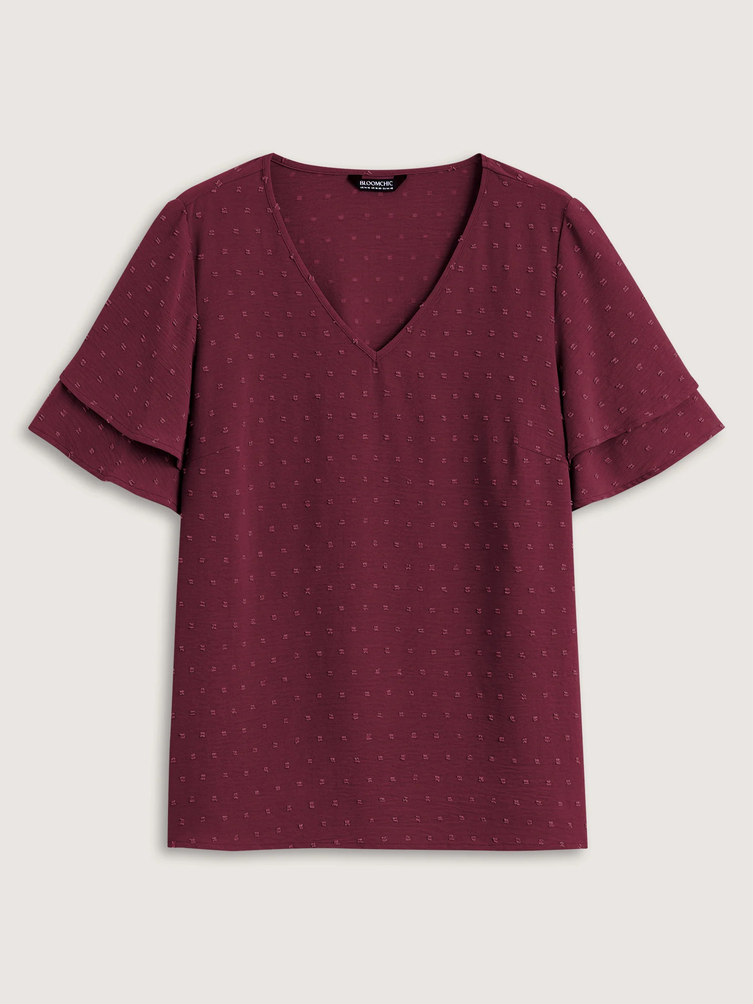 Plain Ruffle Tiered Sleeve V Neck Polka Dot Blouse - Image 7