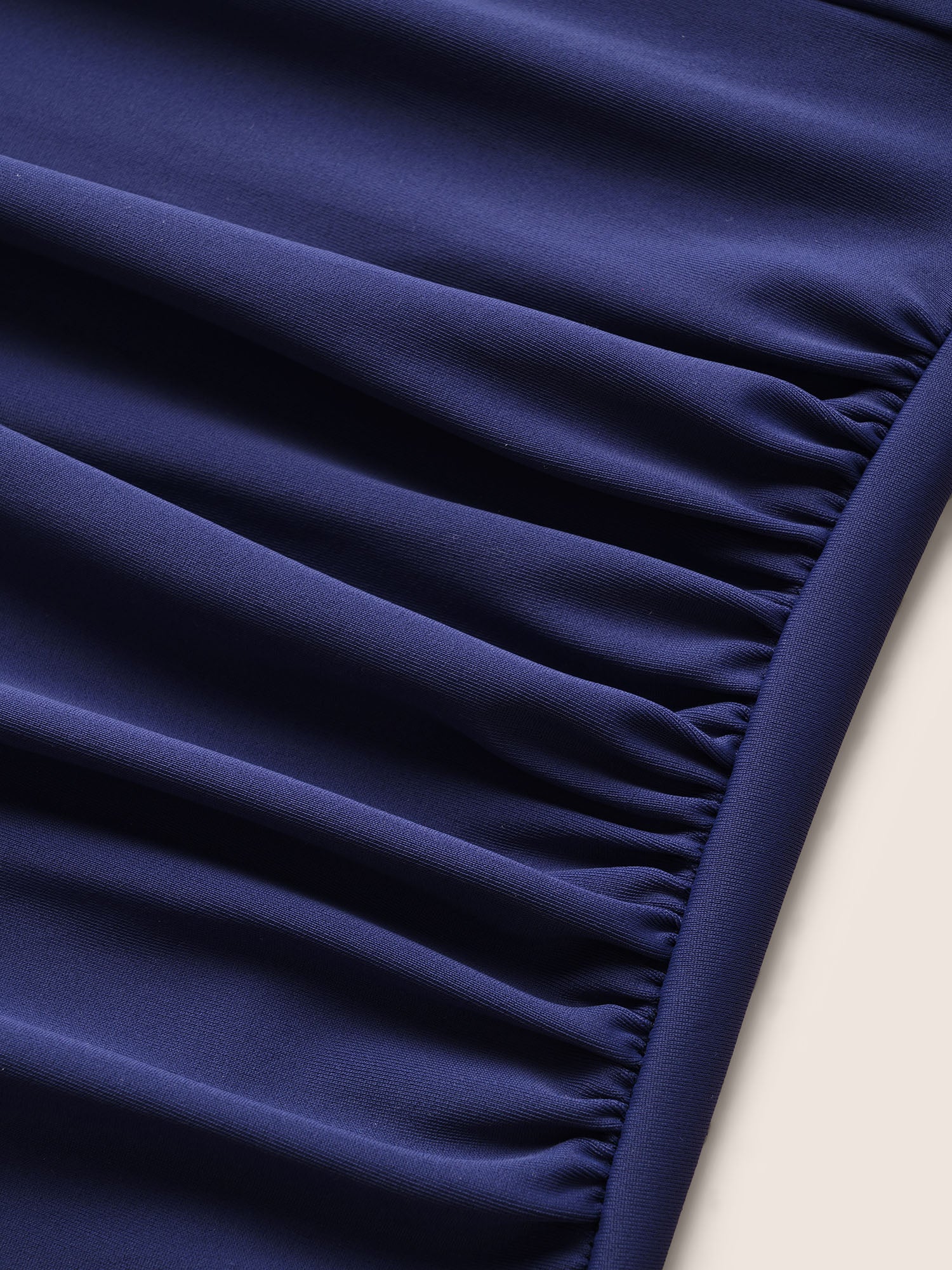 Plain Ruffle Trim Gathered One Piece Swimsuit - Image 9