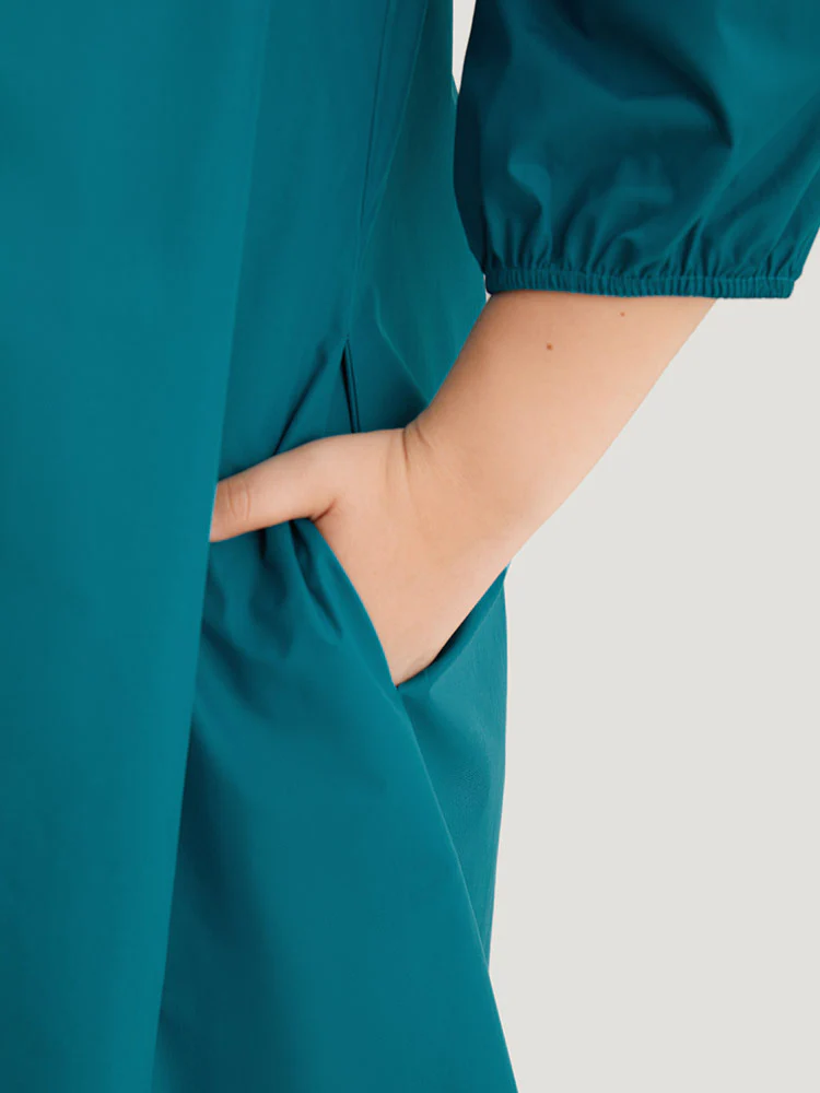 Plain Ruffle Trim Lantern Sleeve Dress - Image 8