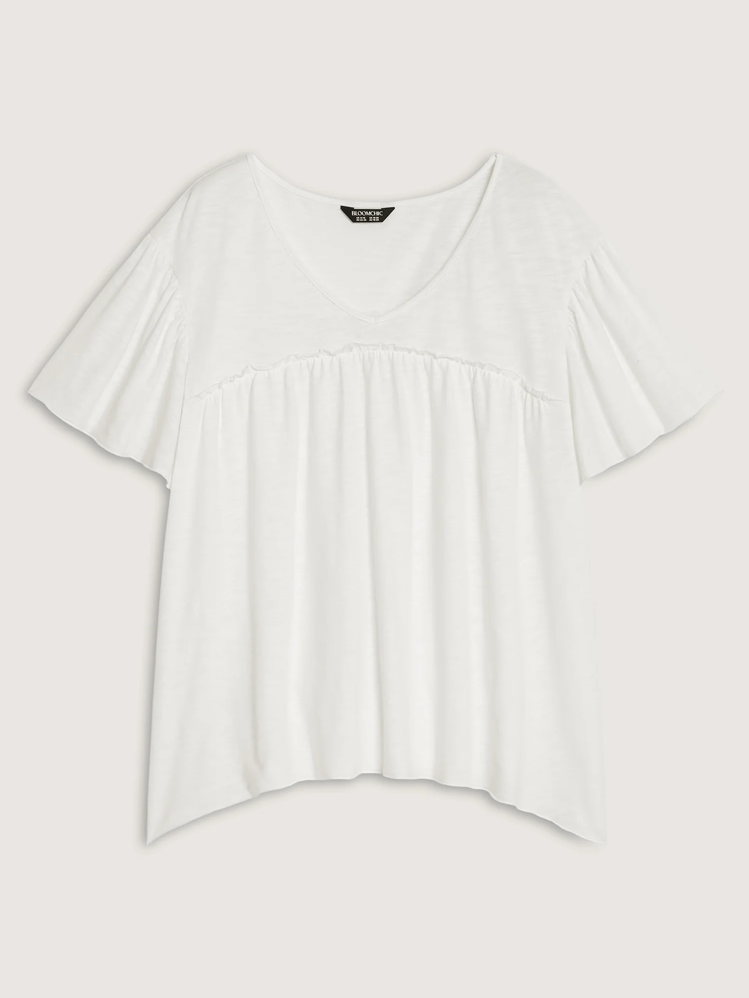 Plain Ruffled Sleeve Relaxed-Fit T-Shirt - Image 7