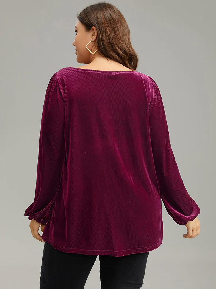 Plain Shirred Square Neck T-shirt - Image 5