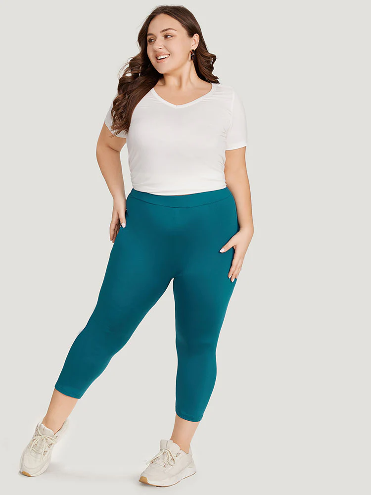 Plain Skinny High Rise Cropped Leggings - Image 4