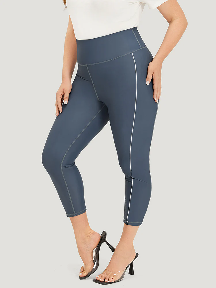 Plain Skinny Quilted Ankle Leggings - Image 2