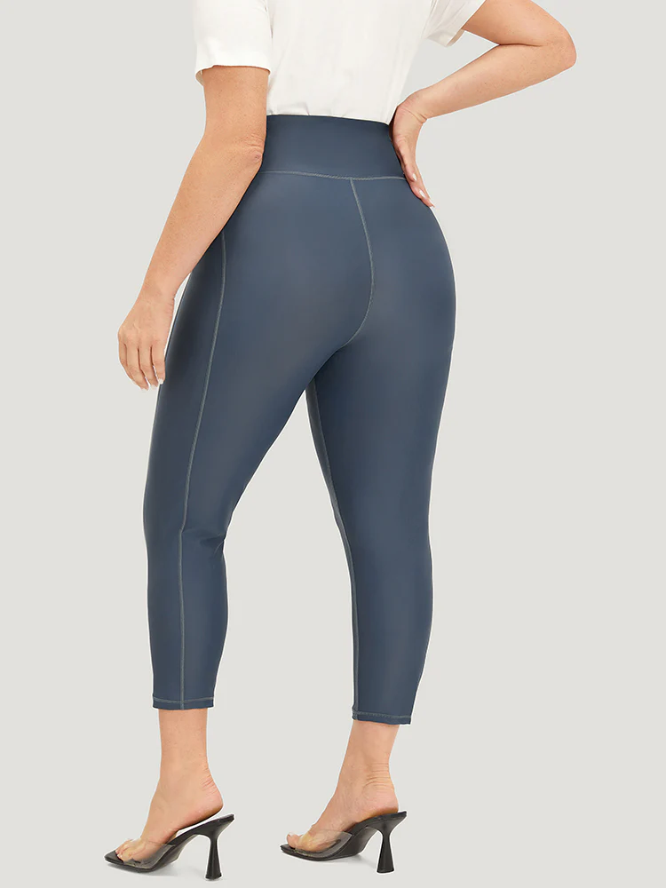 Plain Skinny Quilted Ankle Leggings - Image 5