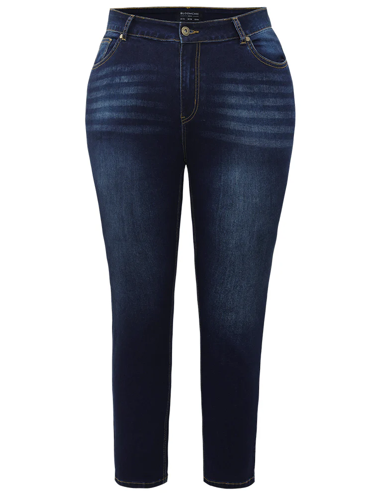 Plain Straight Leg Pocket High Rise Jeans - Image 7