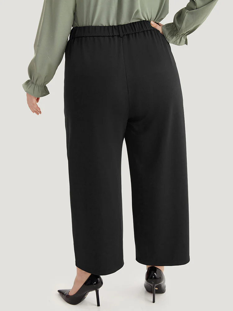 Plain Split Front Pleated Pants - Image 2