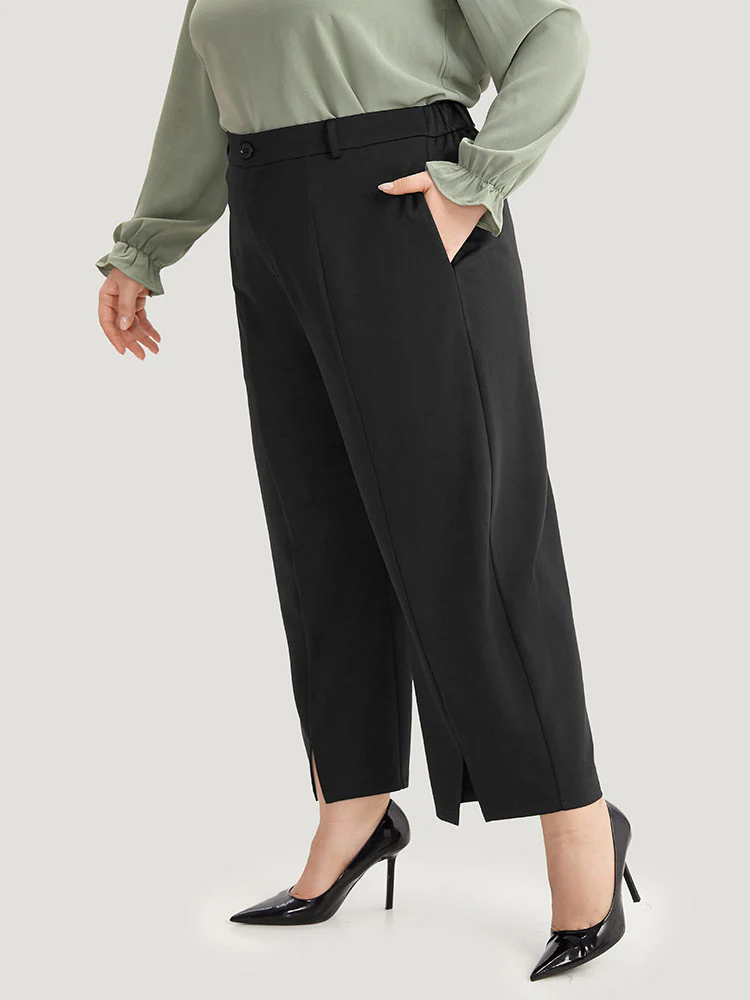 Plain Split Front Pleated Pants - Image 3