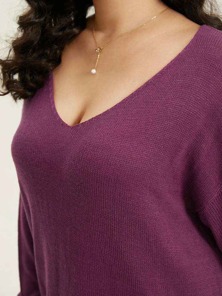 Plain Split Side Elastic Cuffs Sweater Dress - Image 7