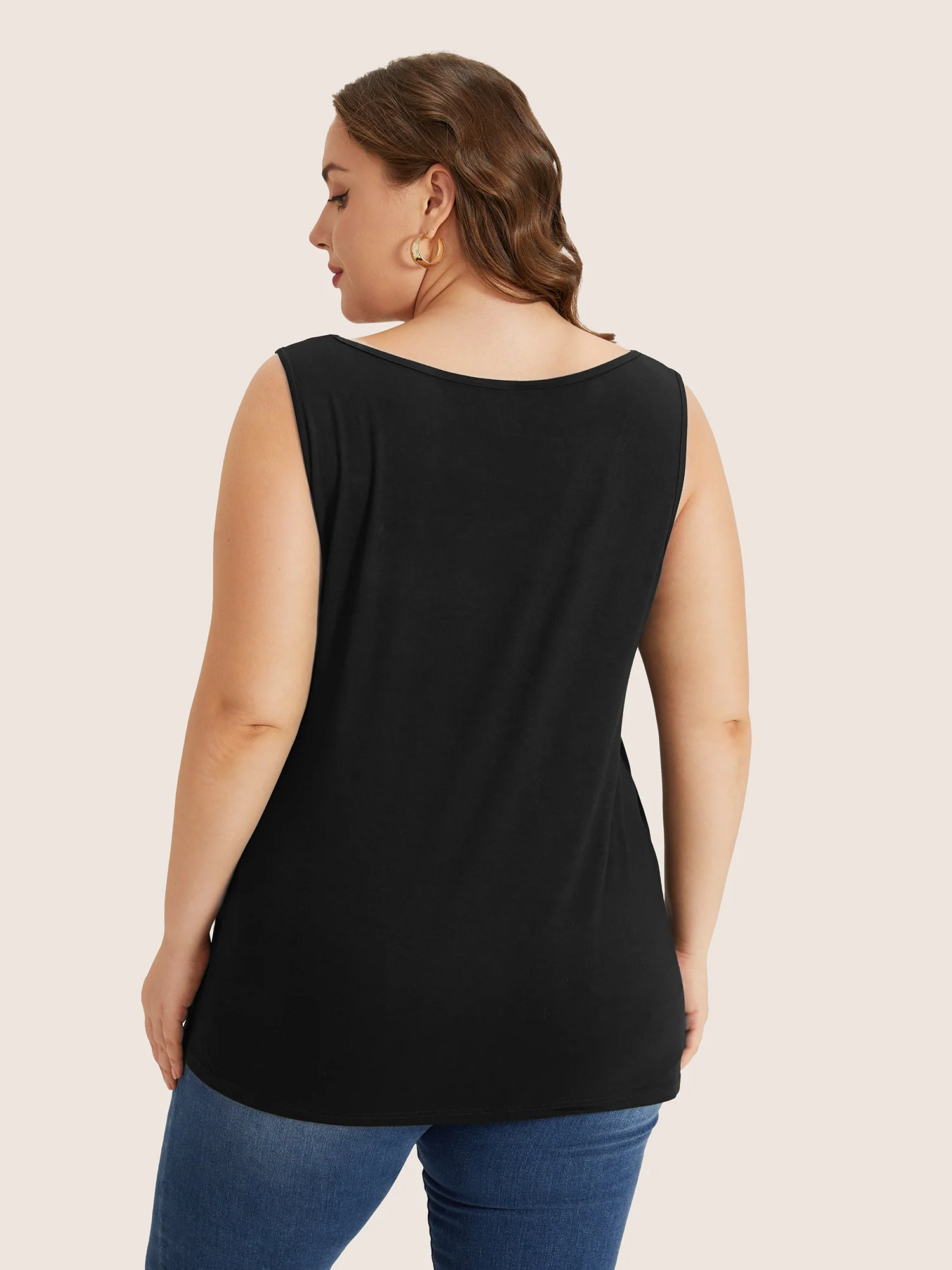 Supersoft Essentials Plain Square Neck Skinny Tank Top - Image 2