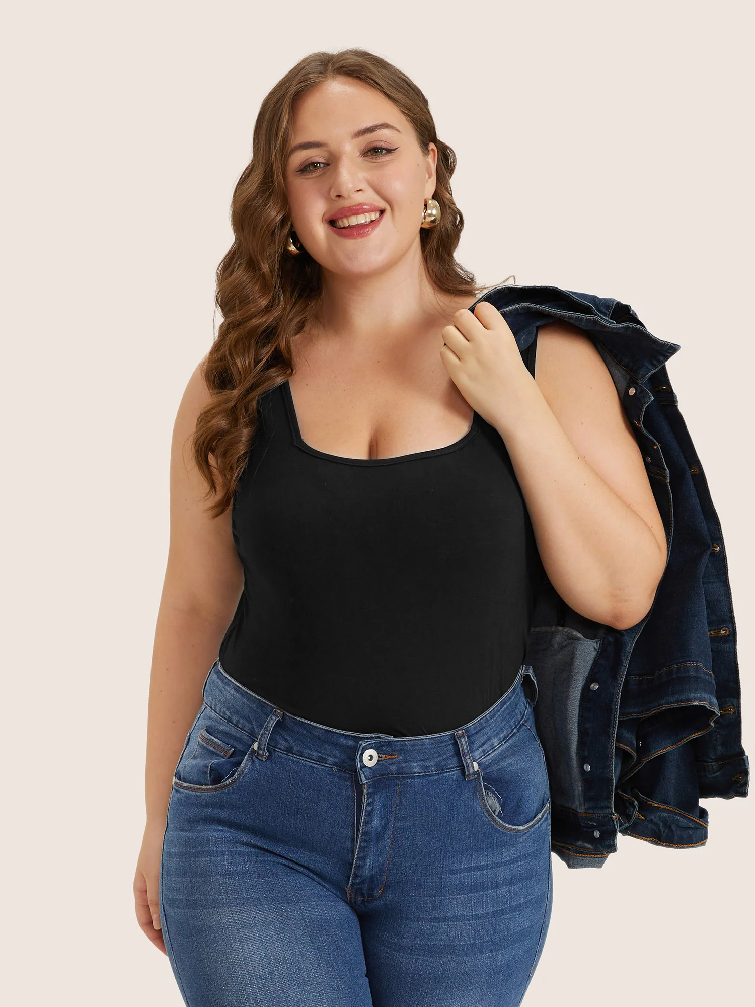 Supersoft Essentials Plain Square Neck Skinny Tank Top - Image 3
