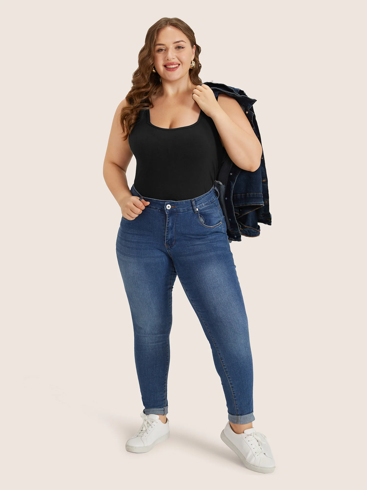 Supersoft Essentials Plain Square Neck Skinny Tank Top - Image 4