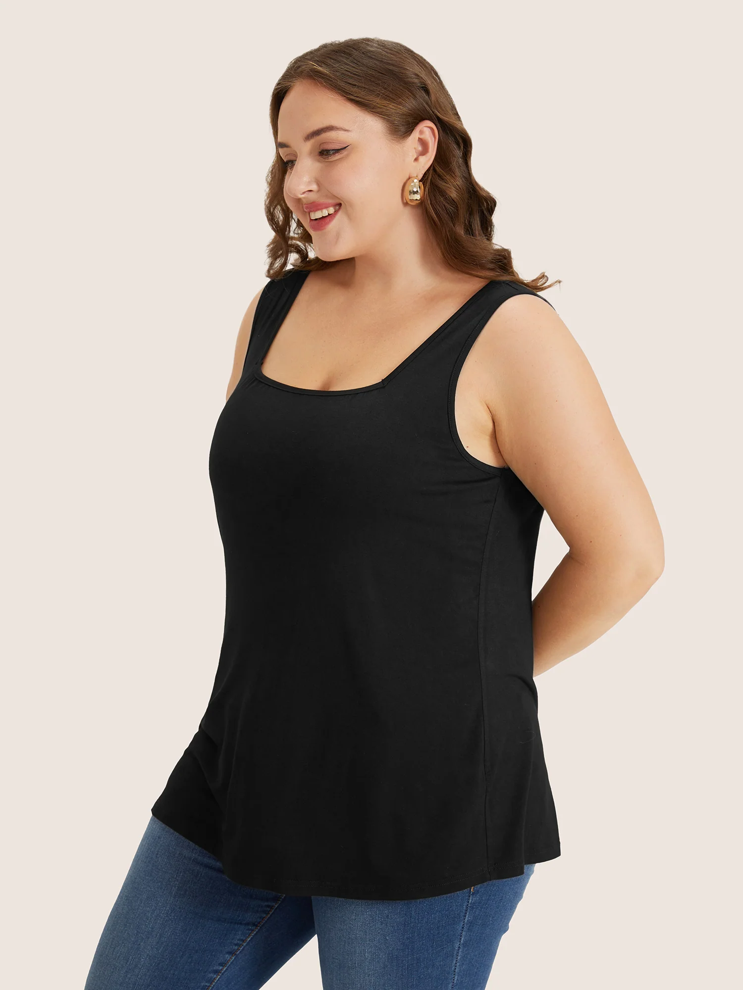 Supersoft Essentials Plain Square Neck Skinny Tank Top - Image 6