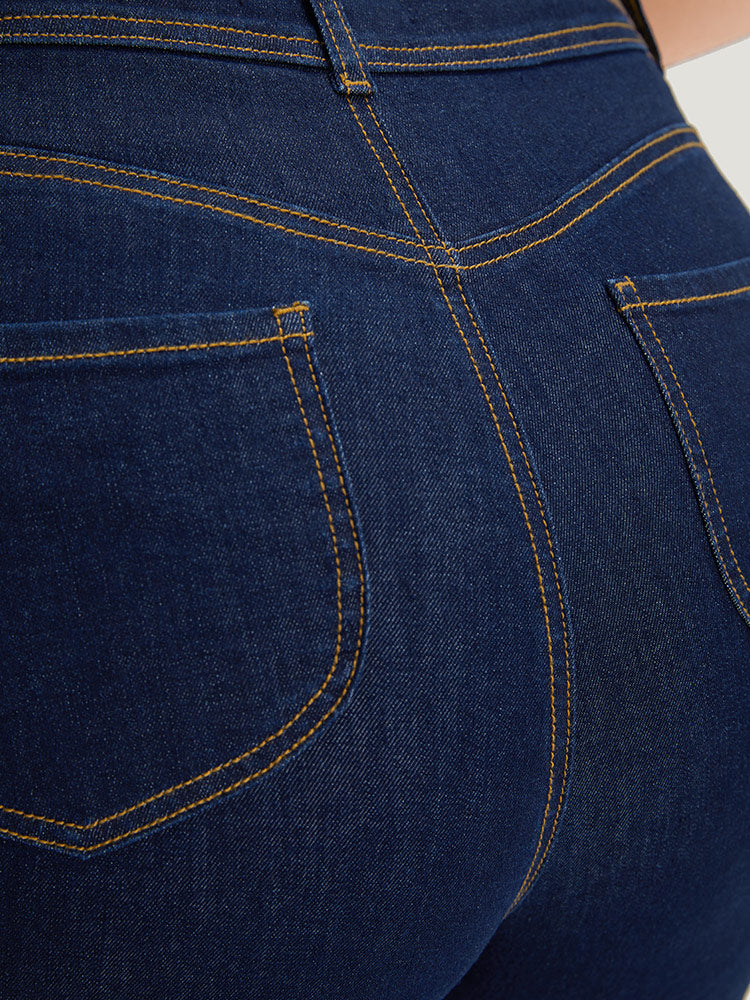 Plain Stitch Patched Pocket Jeans - Image 10
