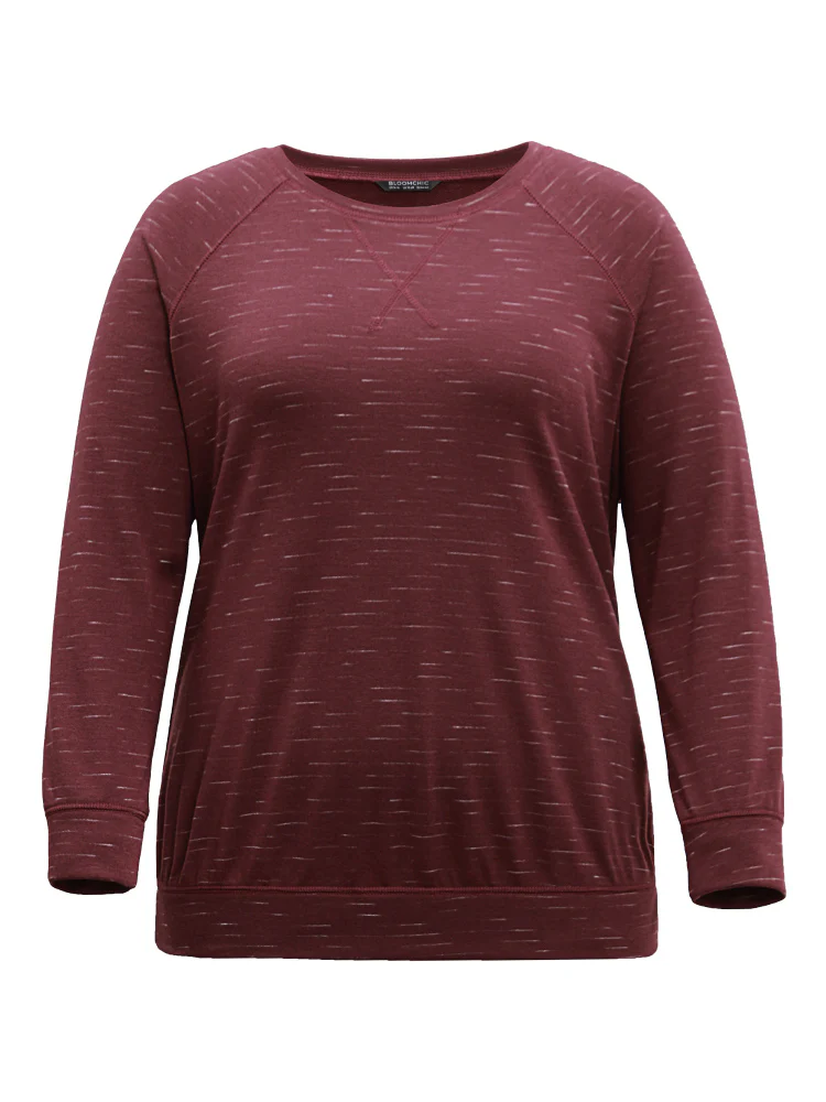 Plain Stitch Raglan Sleeve Round Neck Sweatshirt - Image 6