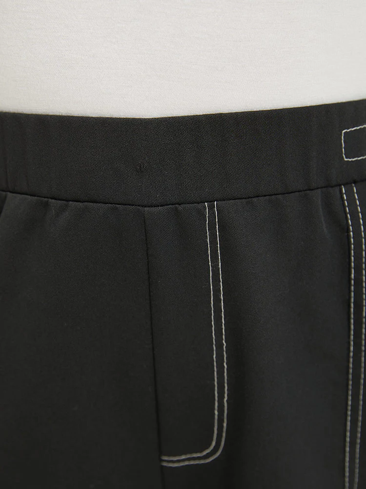 Plain Stitch Slant Pocket High Rise Pants - Image 5