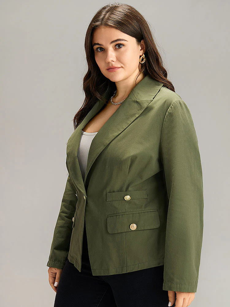Plain Suit Collar Buckle Detail Blazer - Image 4