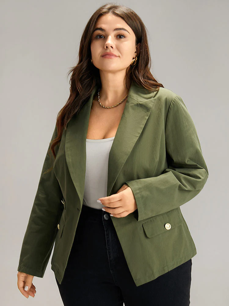Plain Suit Collar Buckle Detail Blazer - Image 6
