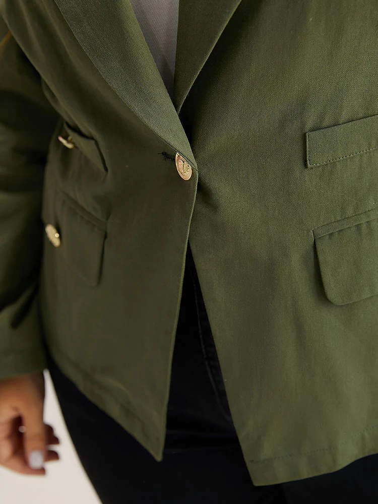 Plain Suit Collar Buckle Detail Blazer - Image 7