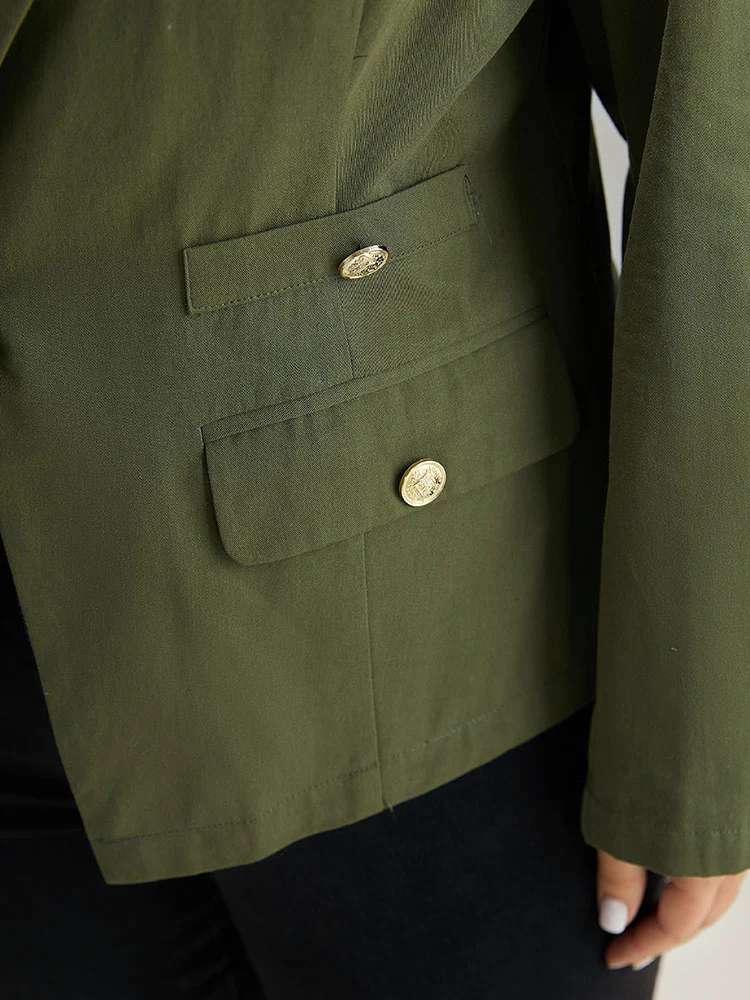 Plain Suit Collar Buckle Detail Blazer - Image 8