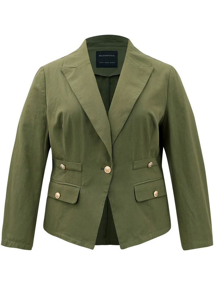Plain Suit Collar Buckle Detail Blazer - Image 9