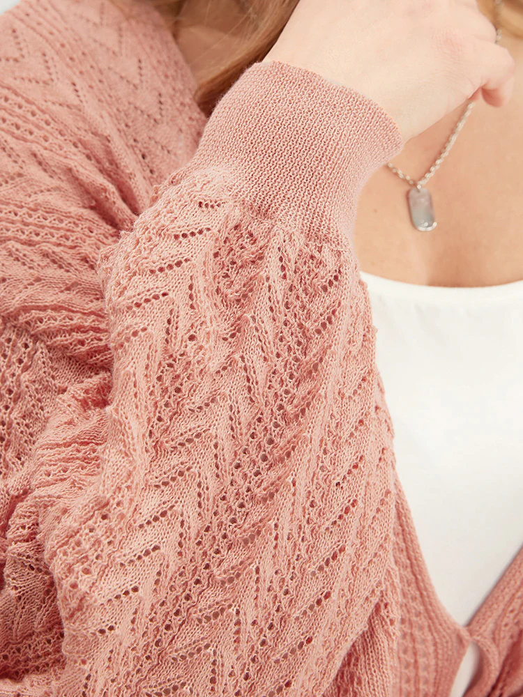 Plain Super Soft Knit Lantern Sleeve Wrap Knit Top - Image 7