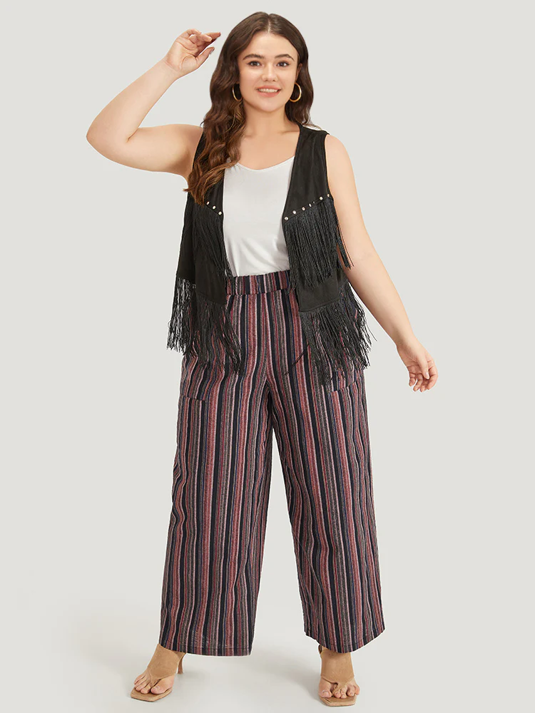 Plain Tassel Trim Rivets Sleeveless Jacket - Image 4