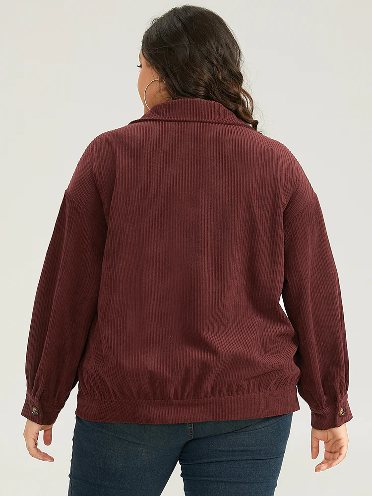 Plain Texture Button Through Gathered Jacket - Image 2