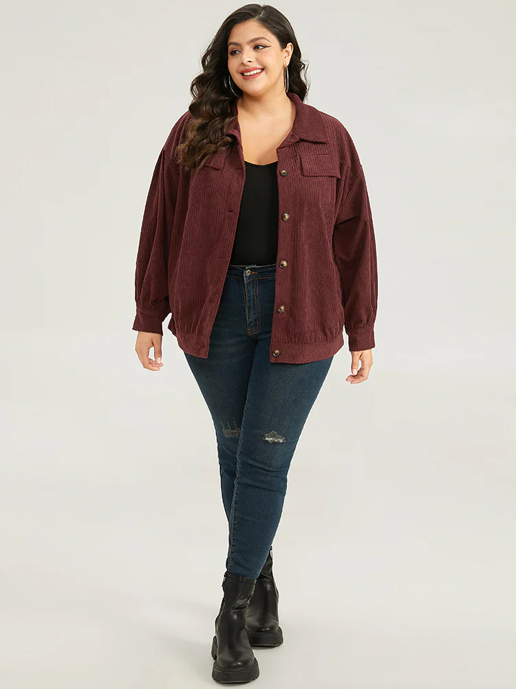 Plain Texture Button Through Gathered Jacket - Image 3