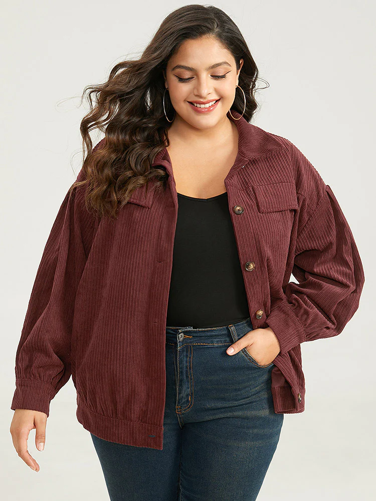 Plain Texture Button Through Gathered Jacket - Image 4