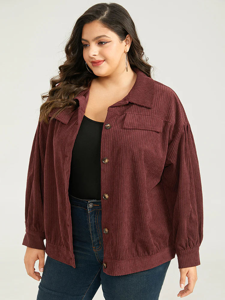Plain Texture Button Through Gathered Jacket - Image 5