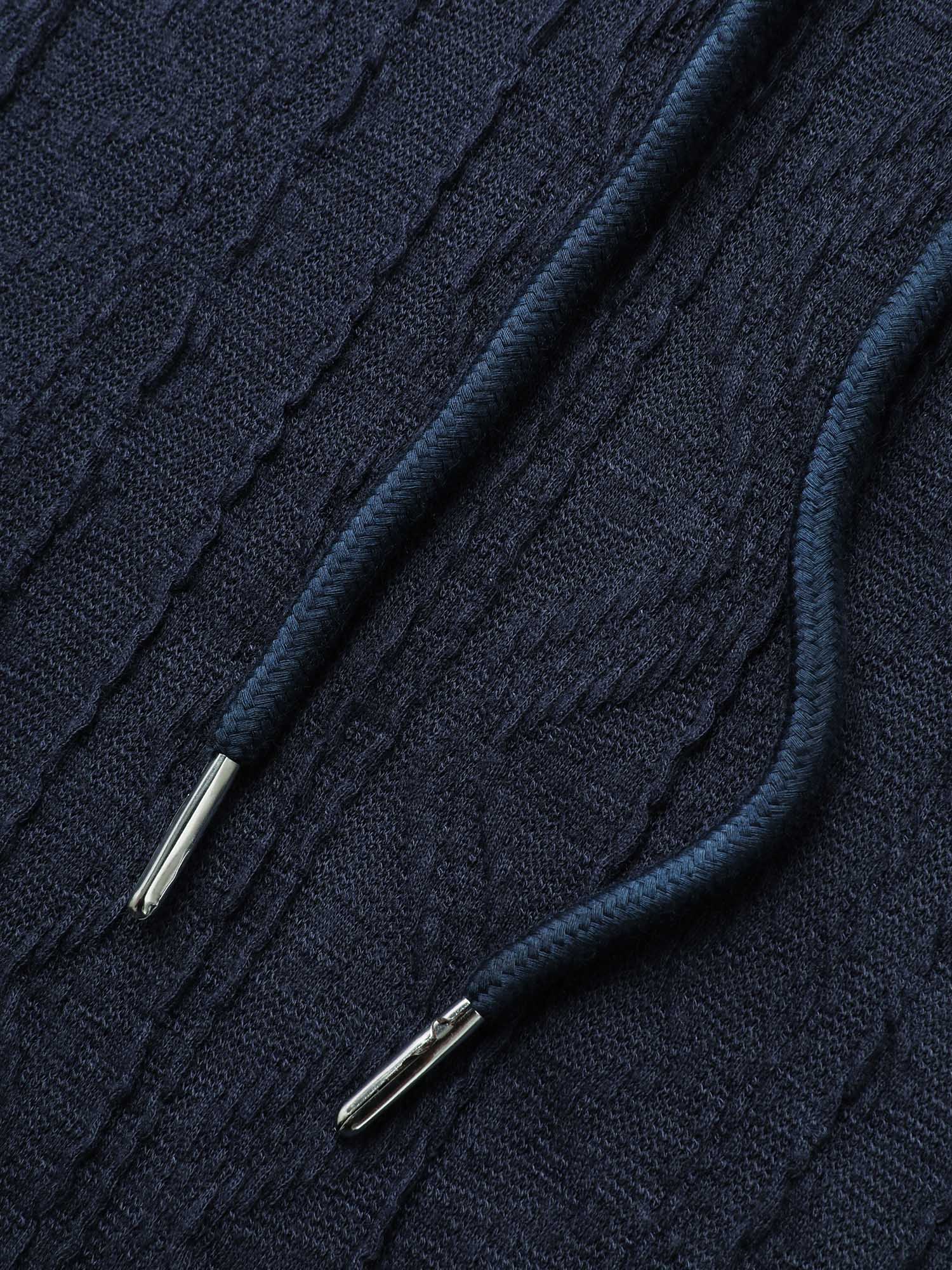 Plain Textured Hooded Drawstring Sweatshirt - Image 6