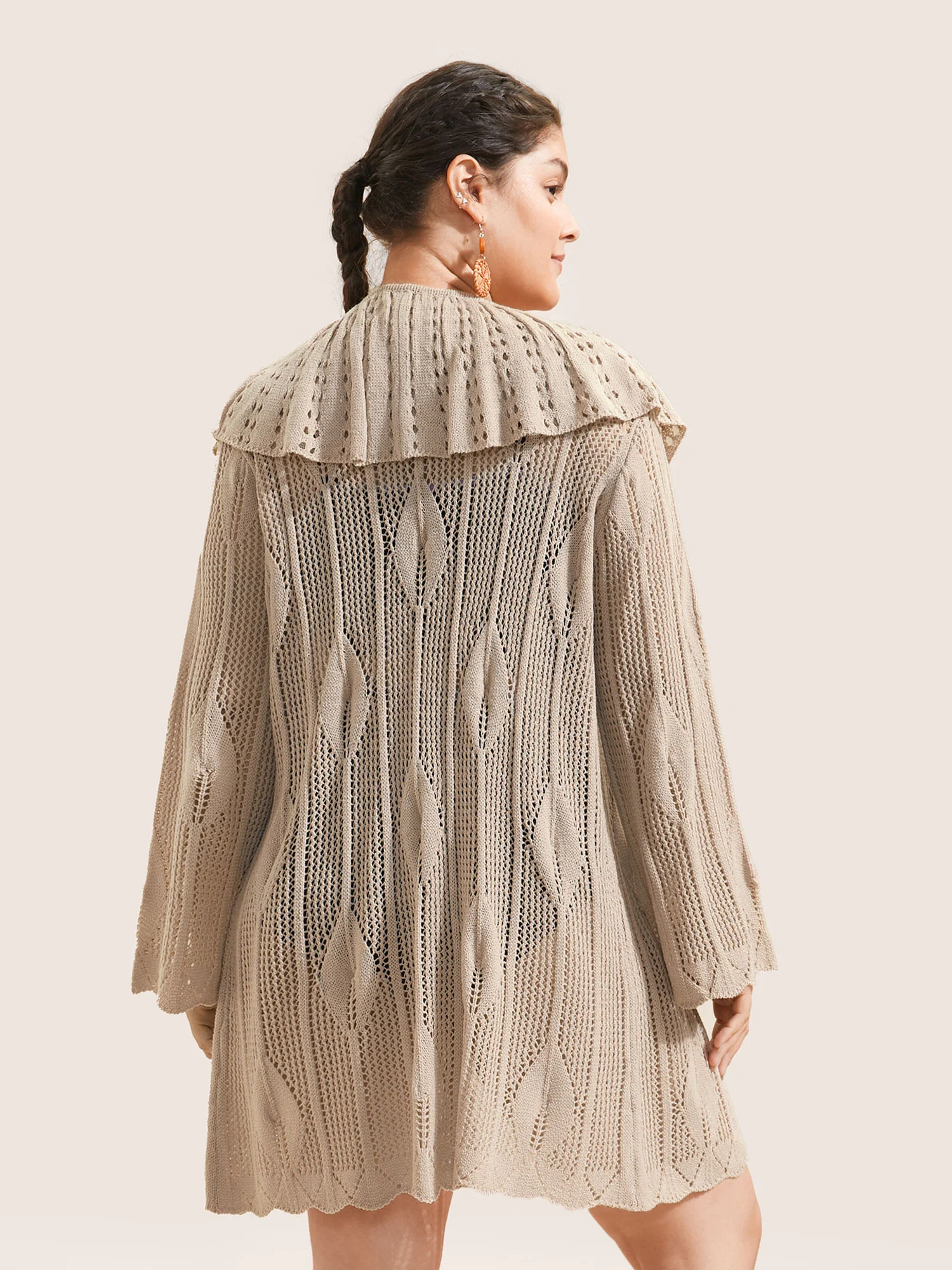 Plain Texture Patchwork Cut Out Ties Swim Cover Up - Image 2