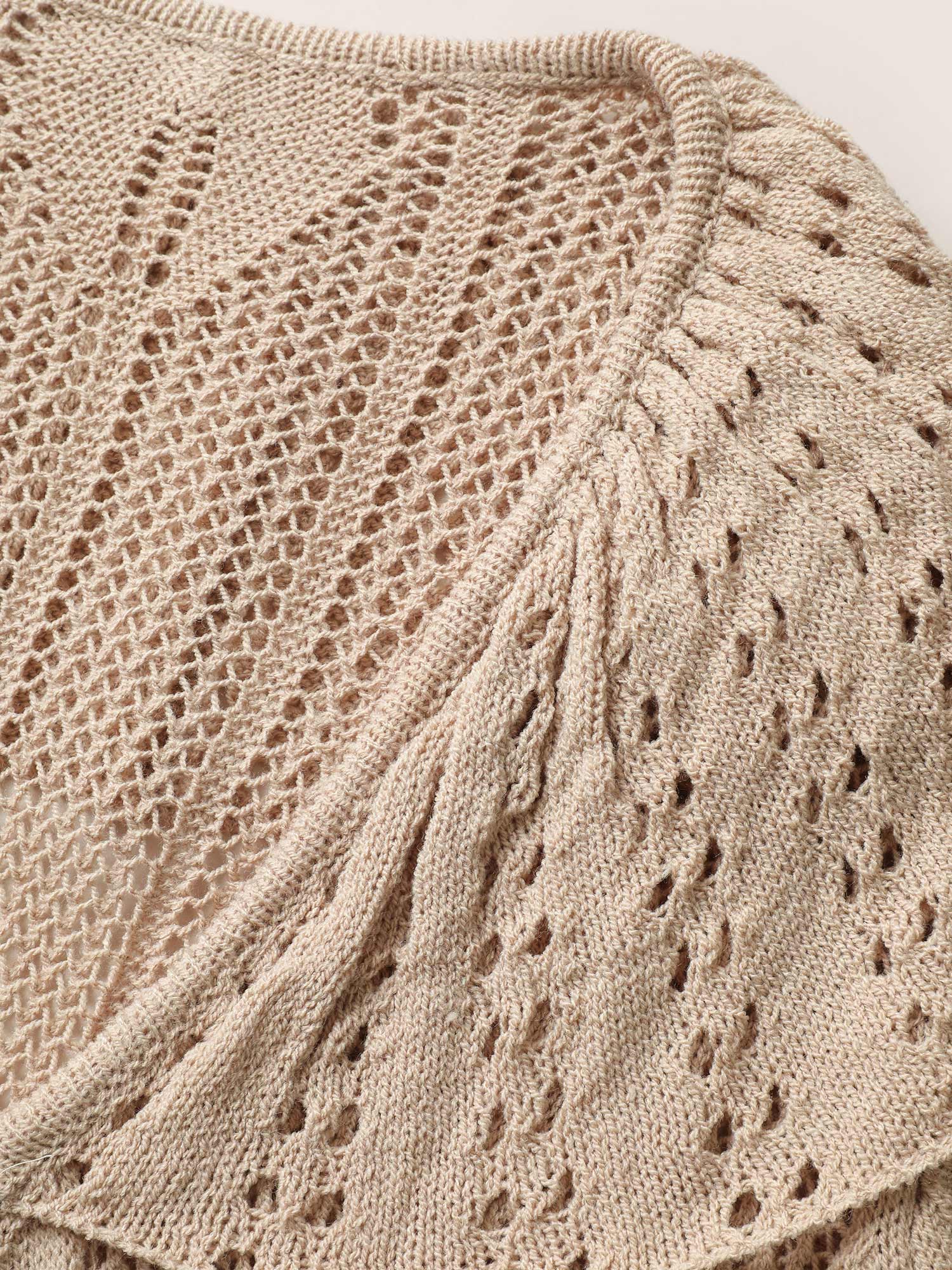 Plain Texture Patchwork Cut Out Ties Swim Cover Up - Image 6