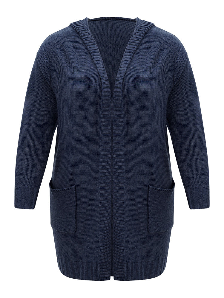 Plain Texture Pocket Hooded Cardigan - Image 8