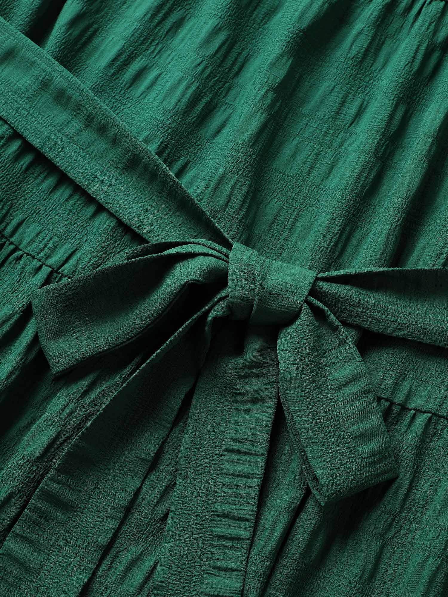 Plain Textured A-line Frill Trim Dress - Image 5