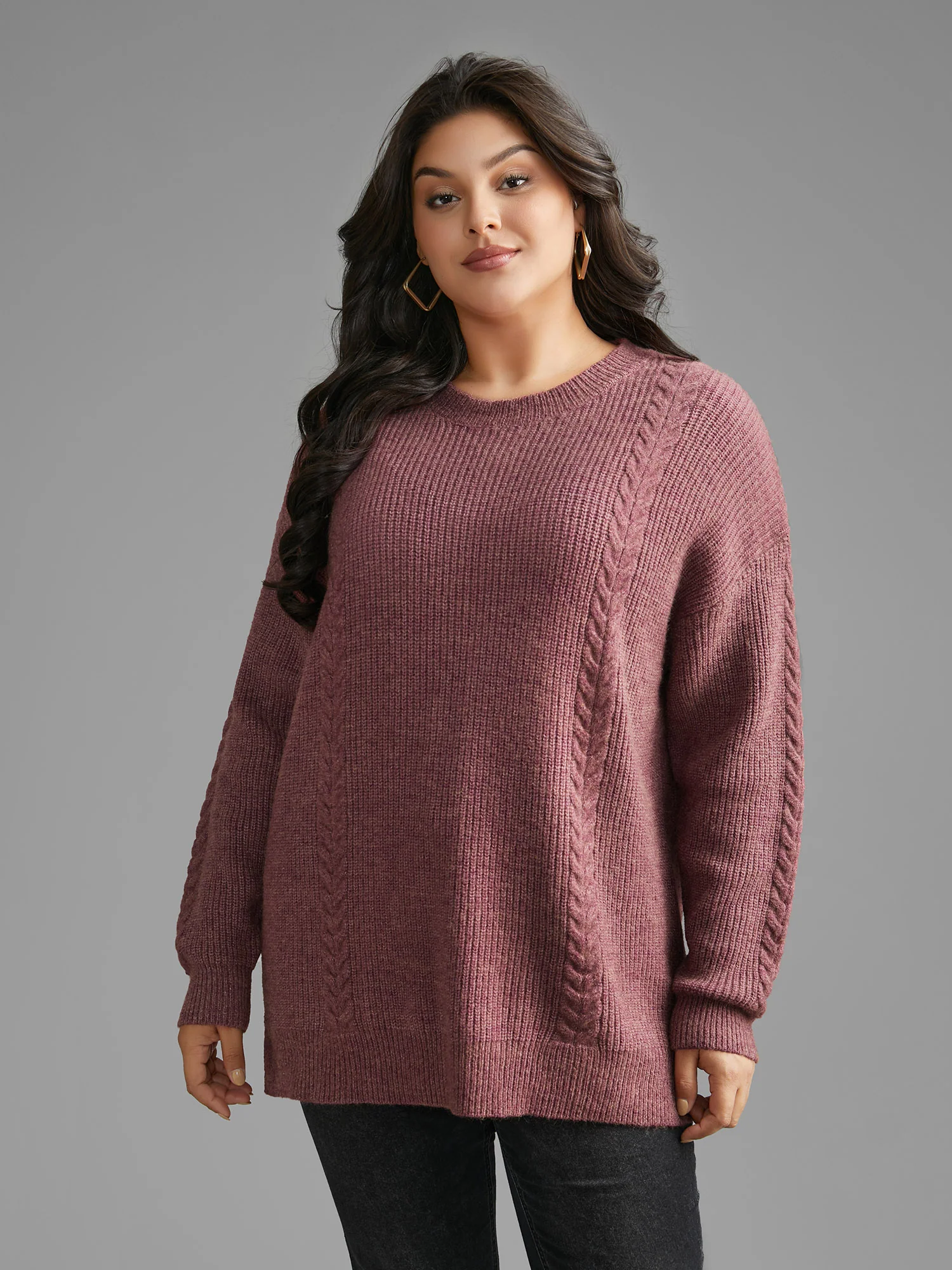 Plain Textured Cable Knit Backless Pullover - Image 4