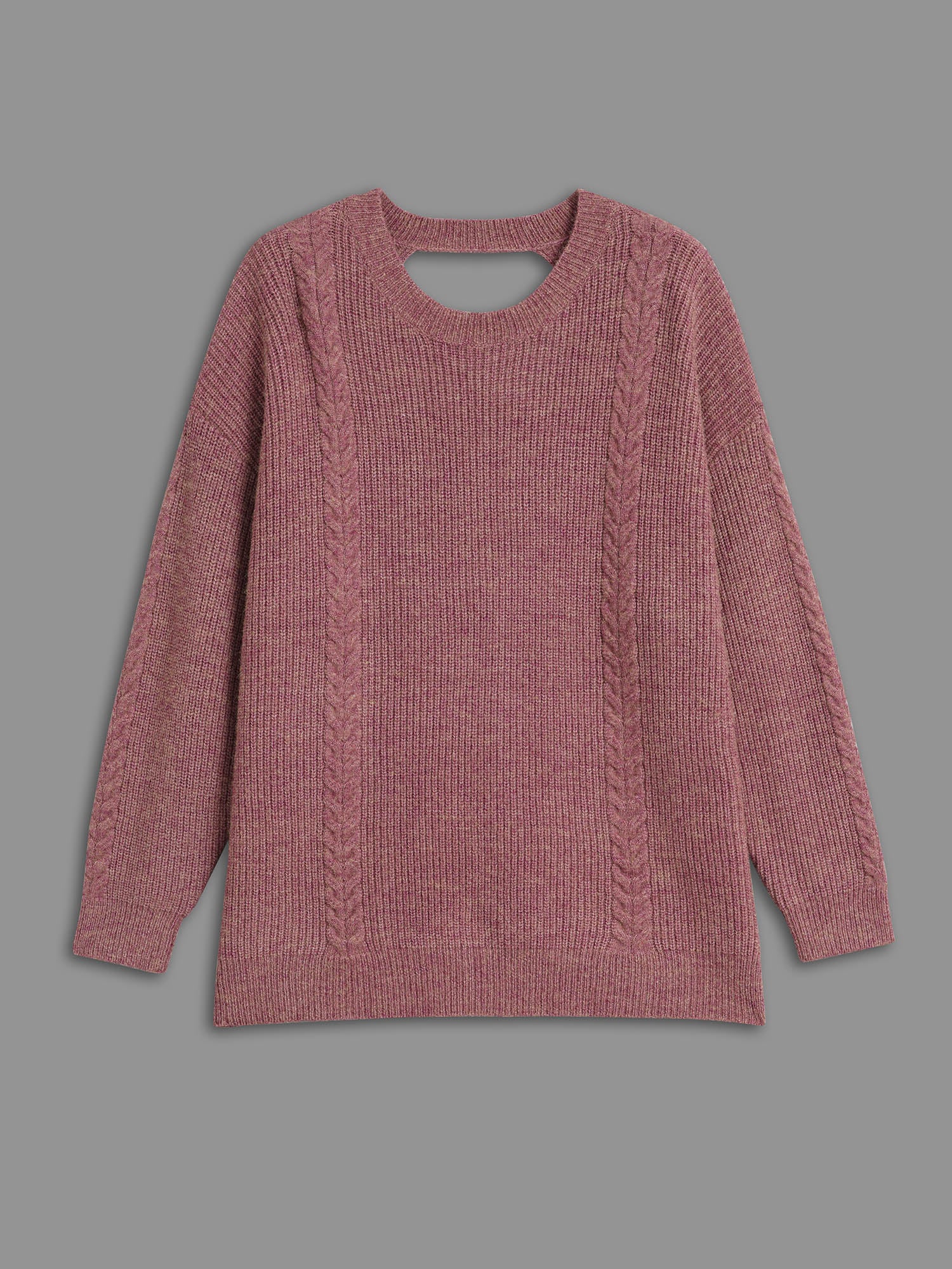 Plain Textured Cable Knit Backless Pullover - Image 8
