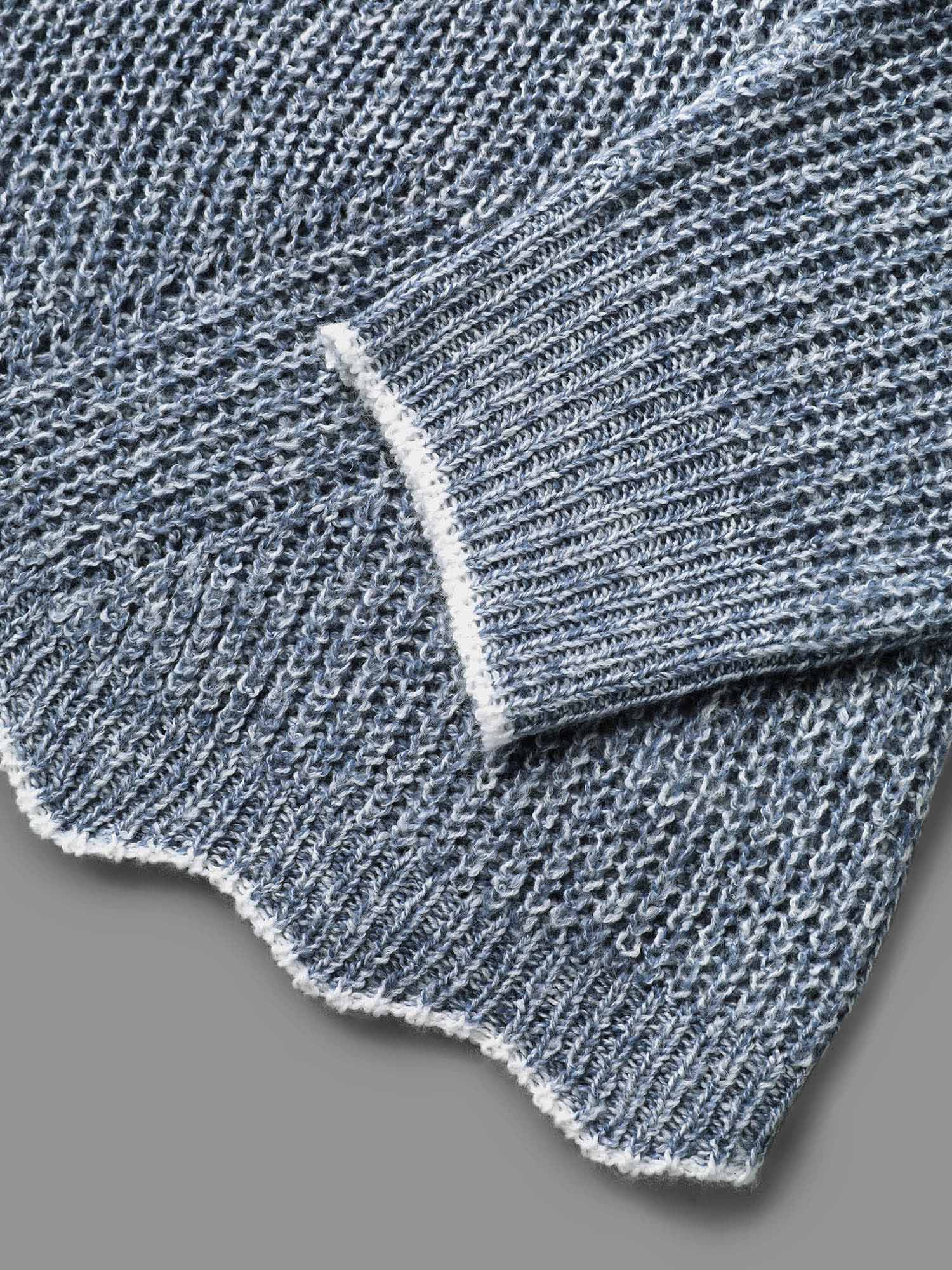 Plain Textured Contrast Trim Cable Knit Pullover - Image 7