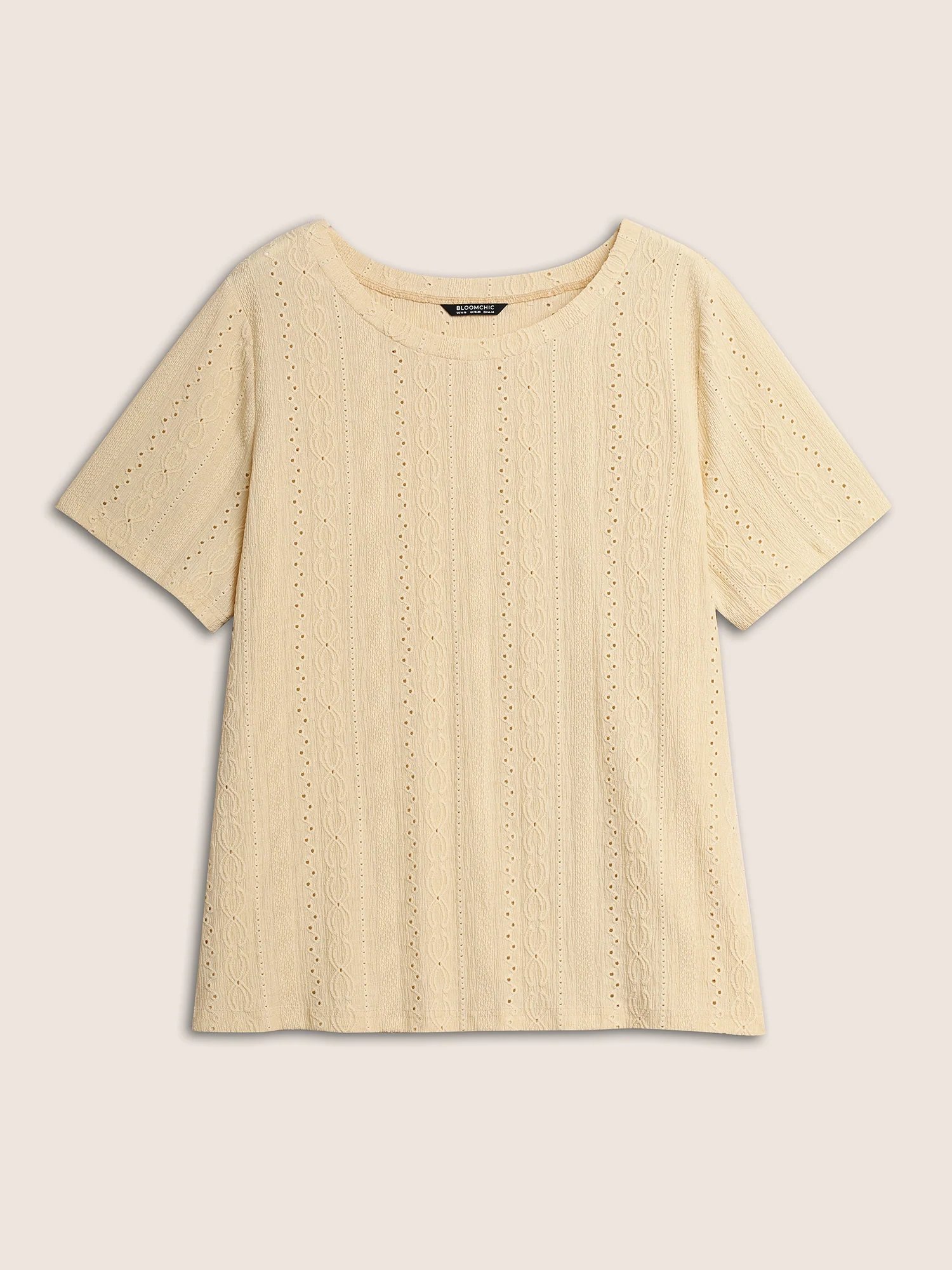 Plain Textured Crew Neck T-shirt - Image 7