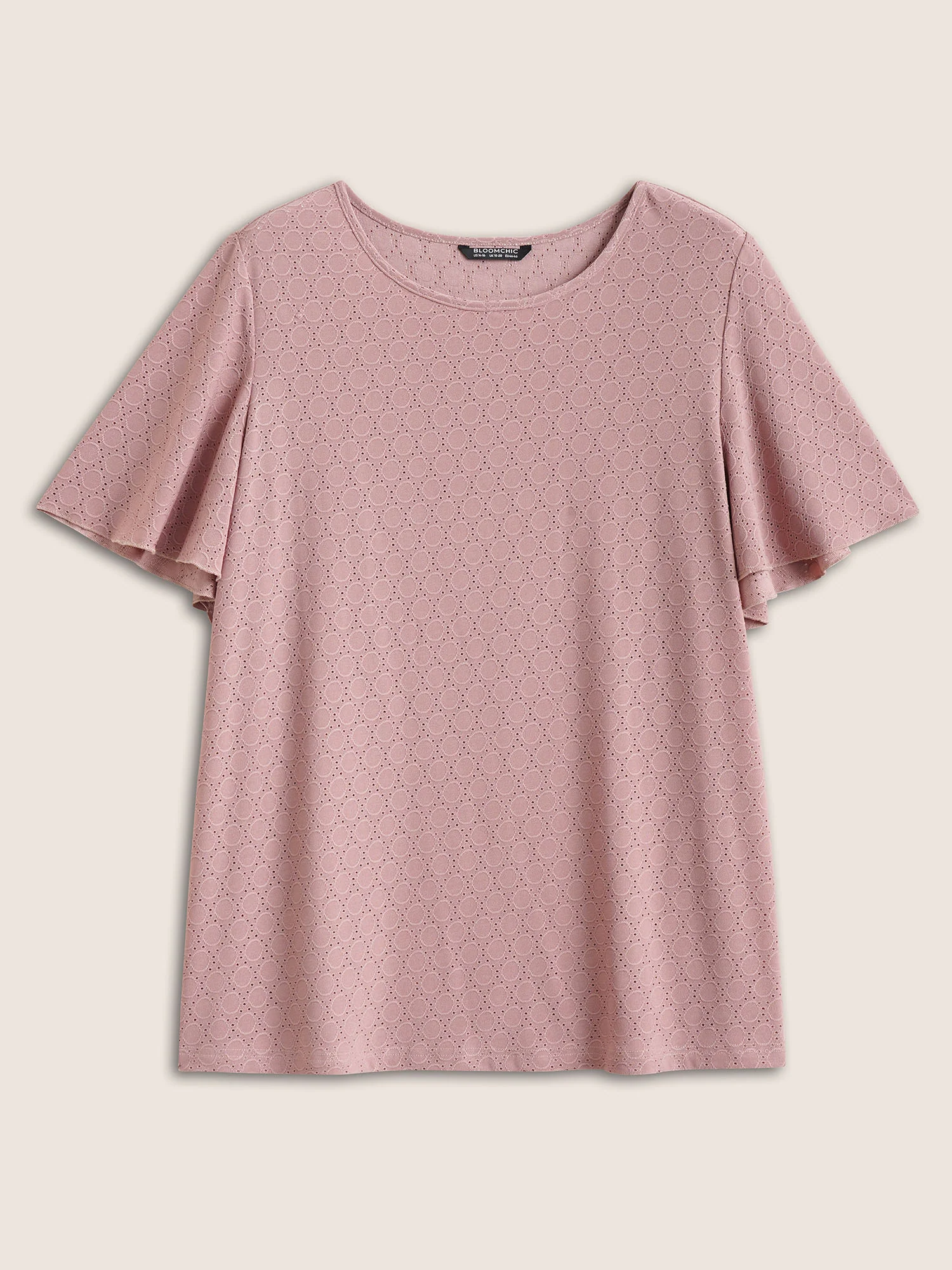 Plain Textured Geometric Flutter Sleeve T-shirt - Image 6