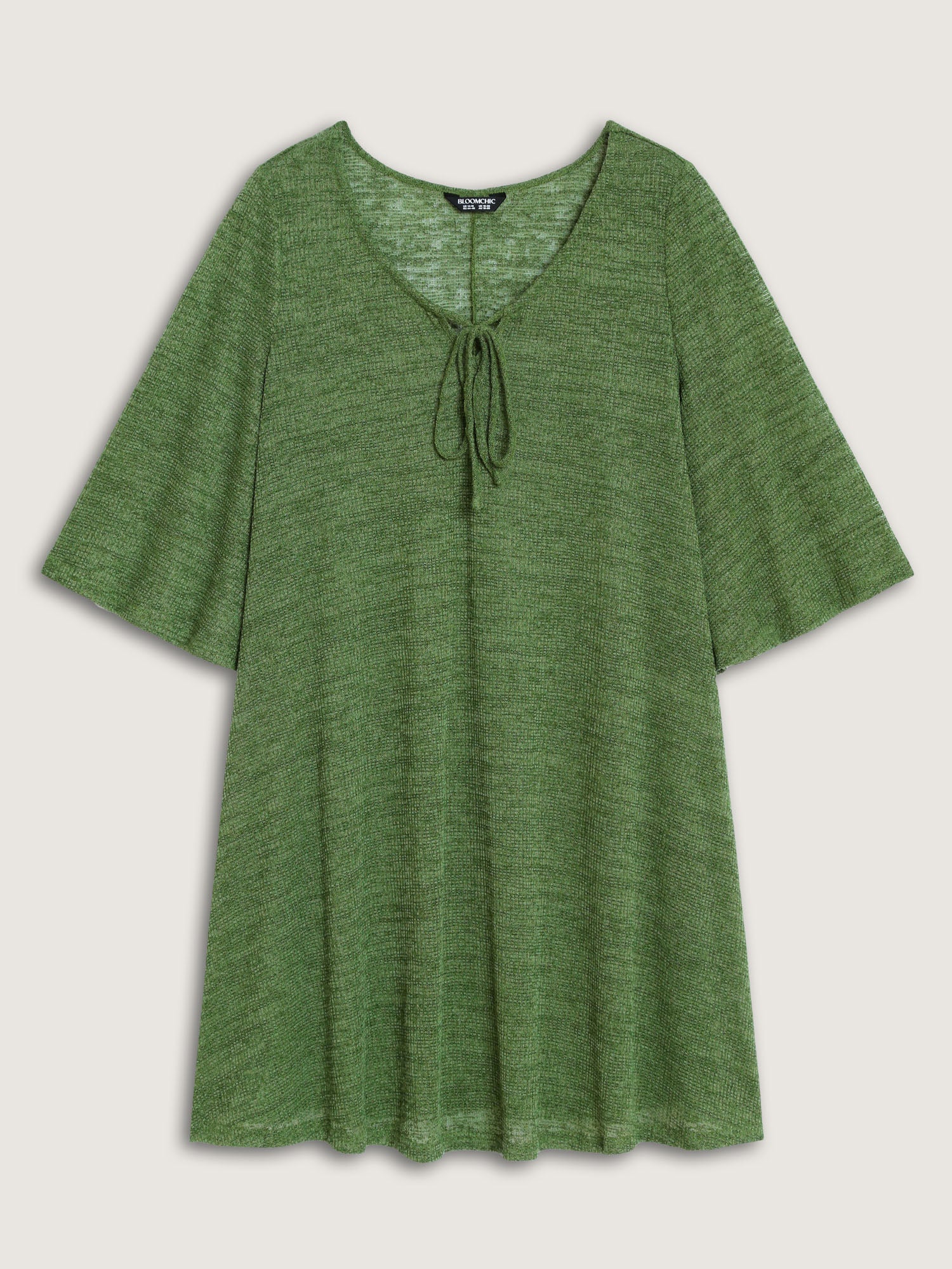 Plain Textured Keyhole Neckline Knit Mini Dress - Image 7