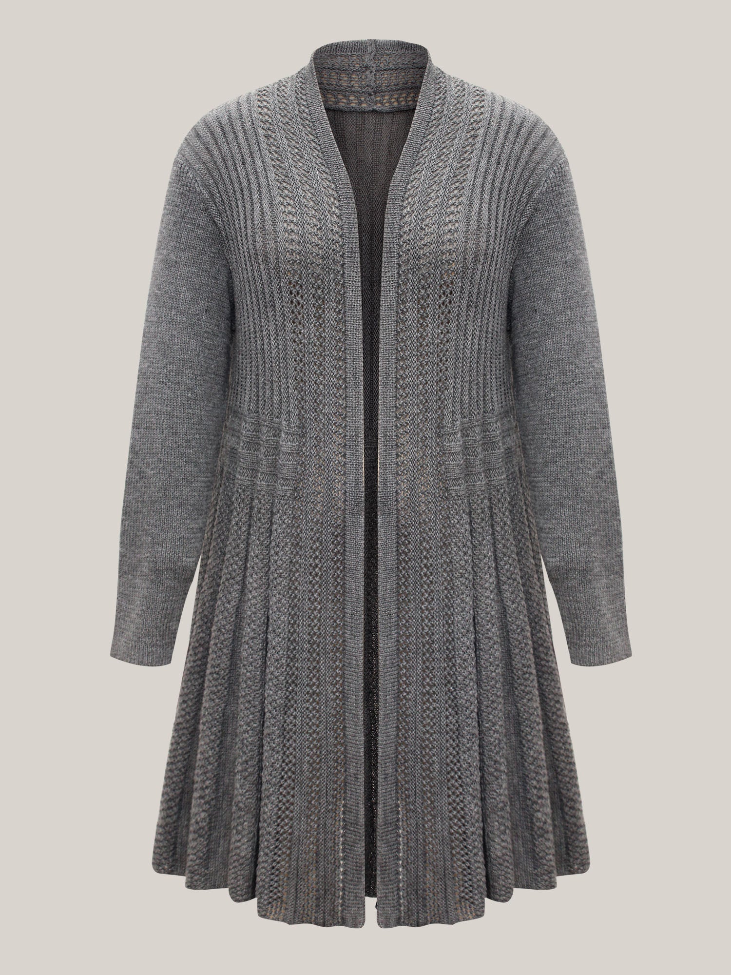 Plain Textured Kimono Collar Cardigan - Image 18