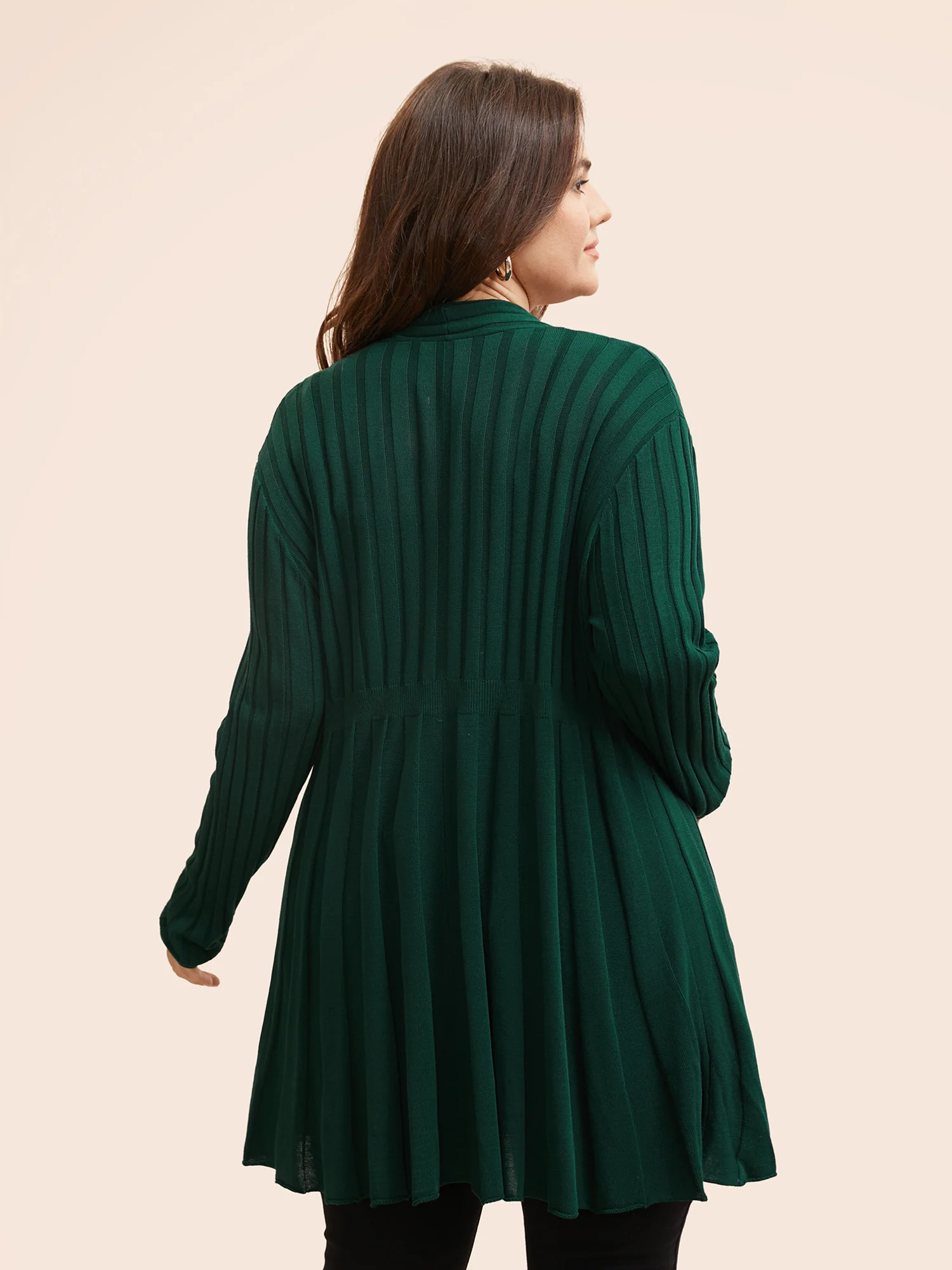Plain Textured Kimono Collar Cardigan - Image 11