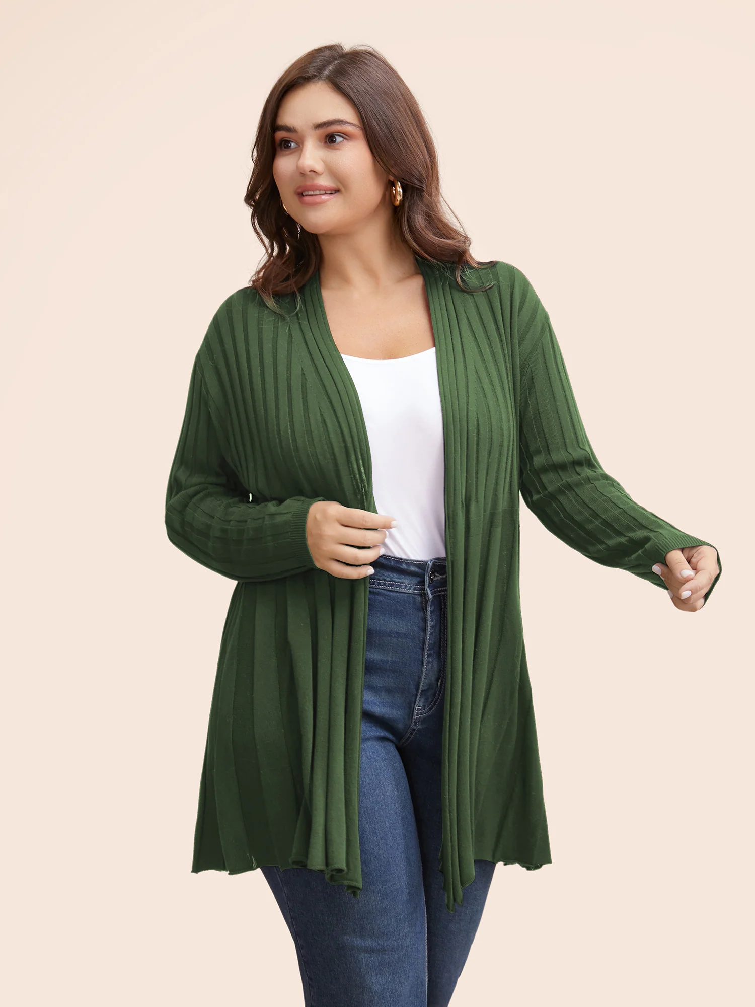 Plain Textured Kimono Collar Cardigan - Image 18