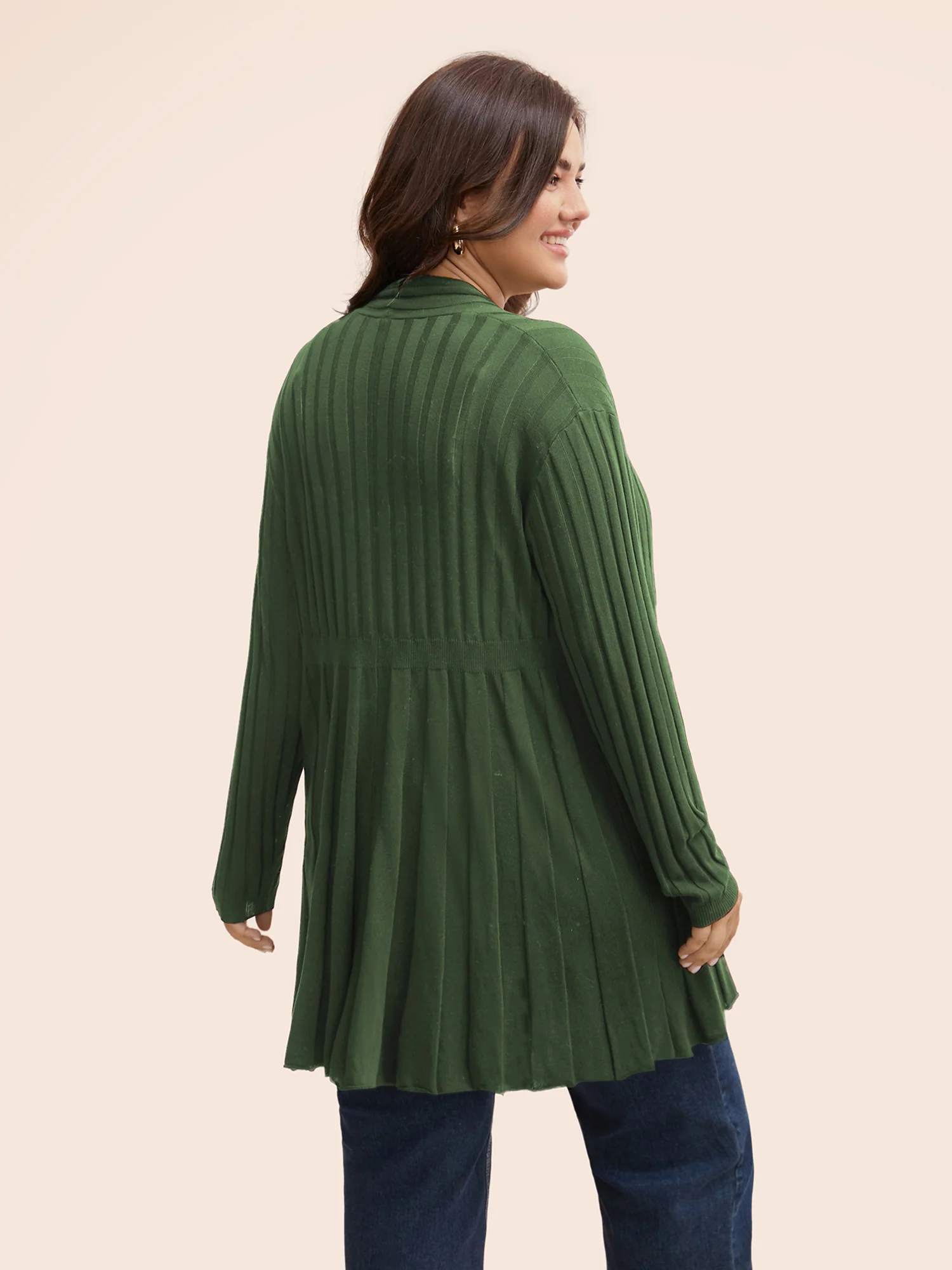 Plain Textured Kimono Collar Cardigan - Image 19