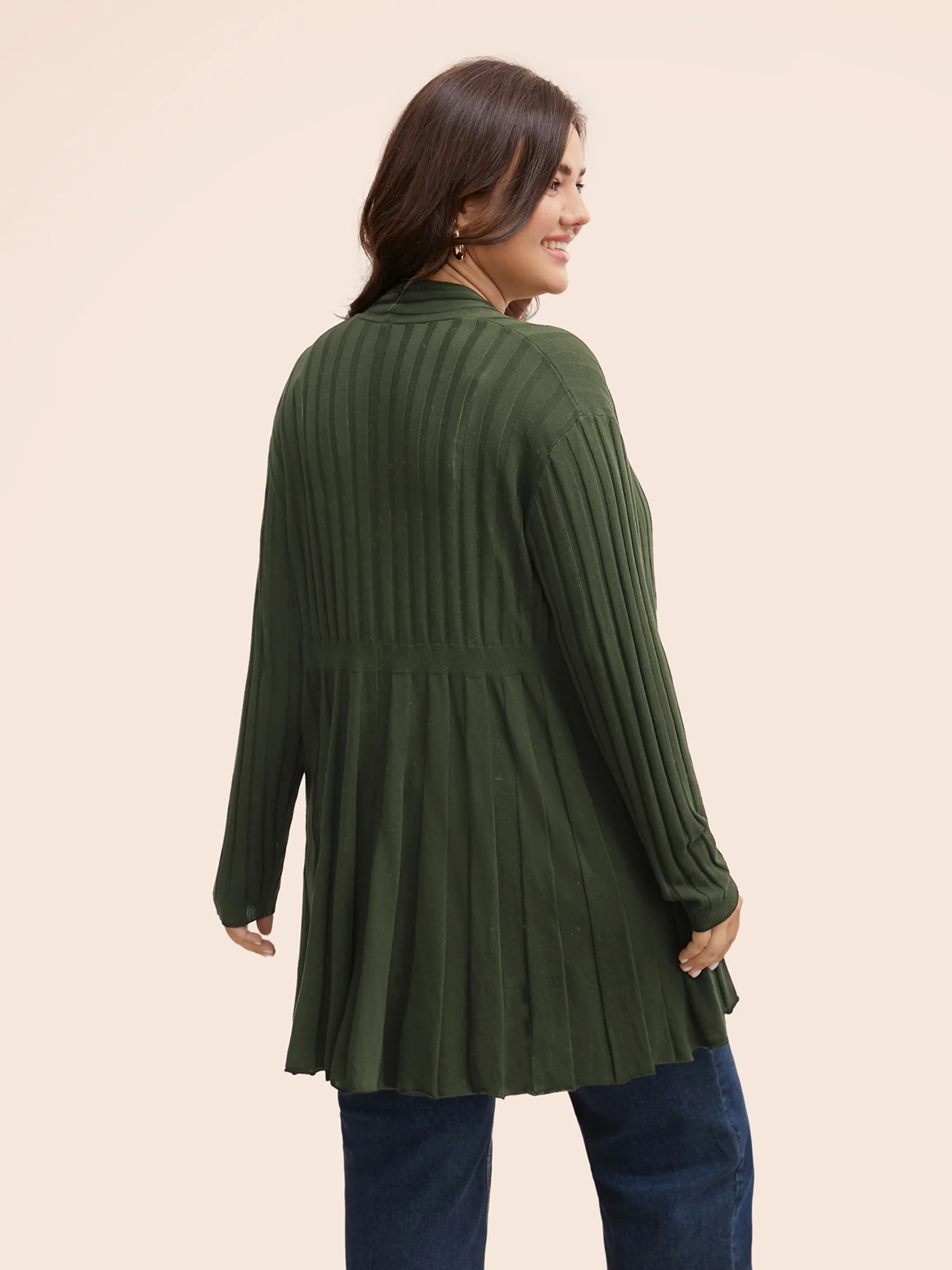 Plain Textured Kimono Collar Cardigan - Image 24