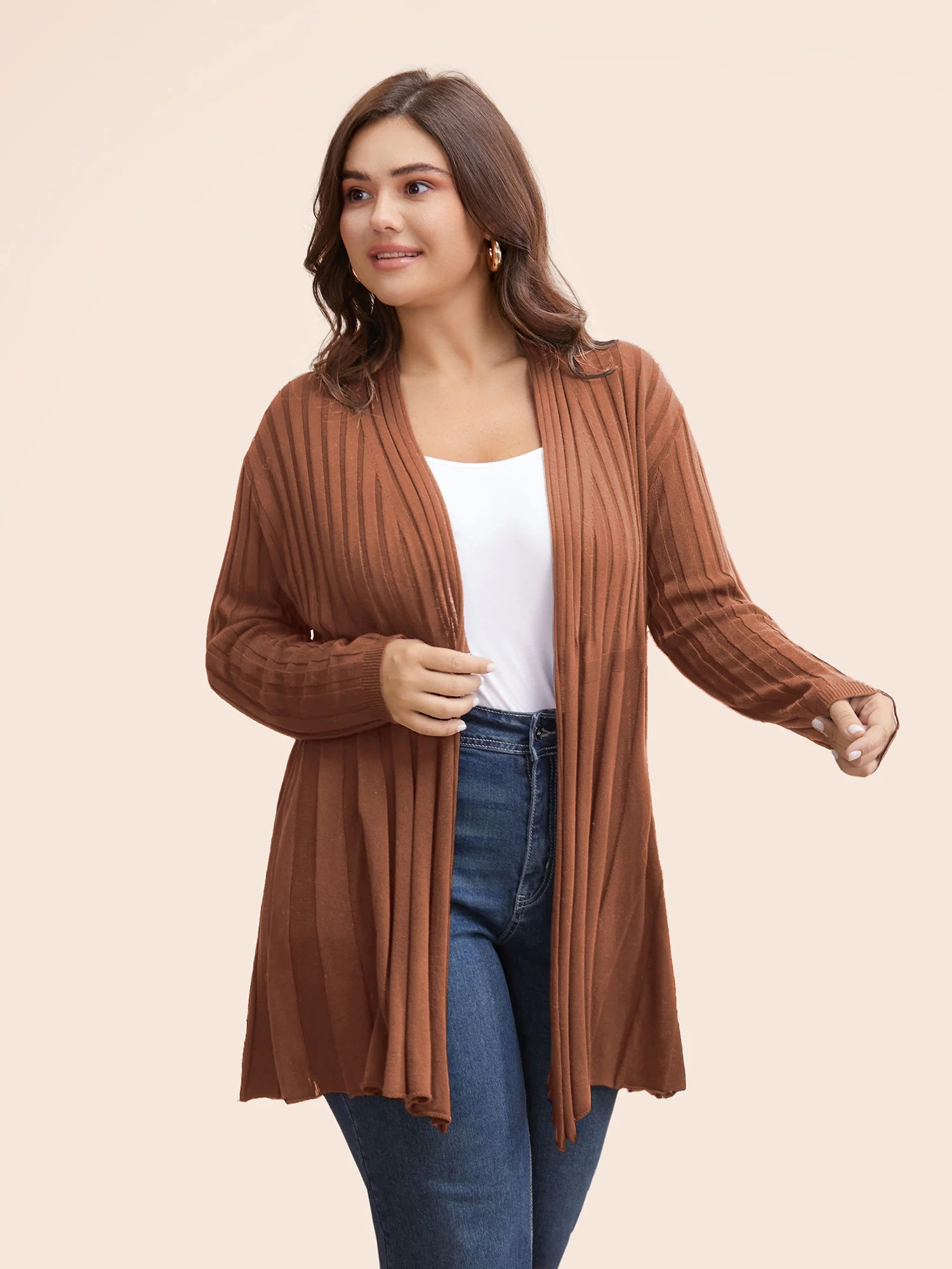 Plain Textured Kimono Collar Cardigan - Image 28