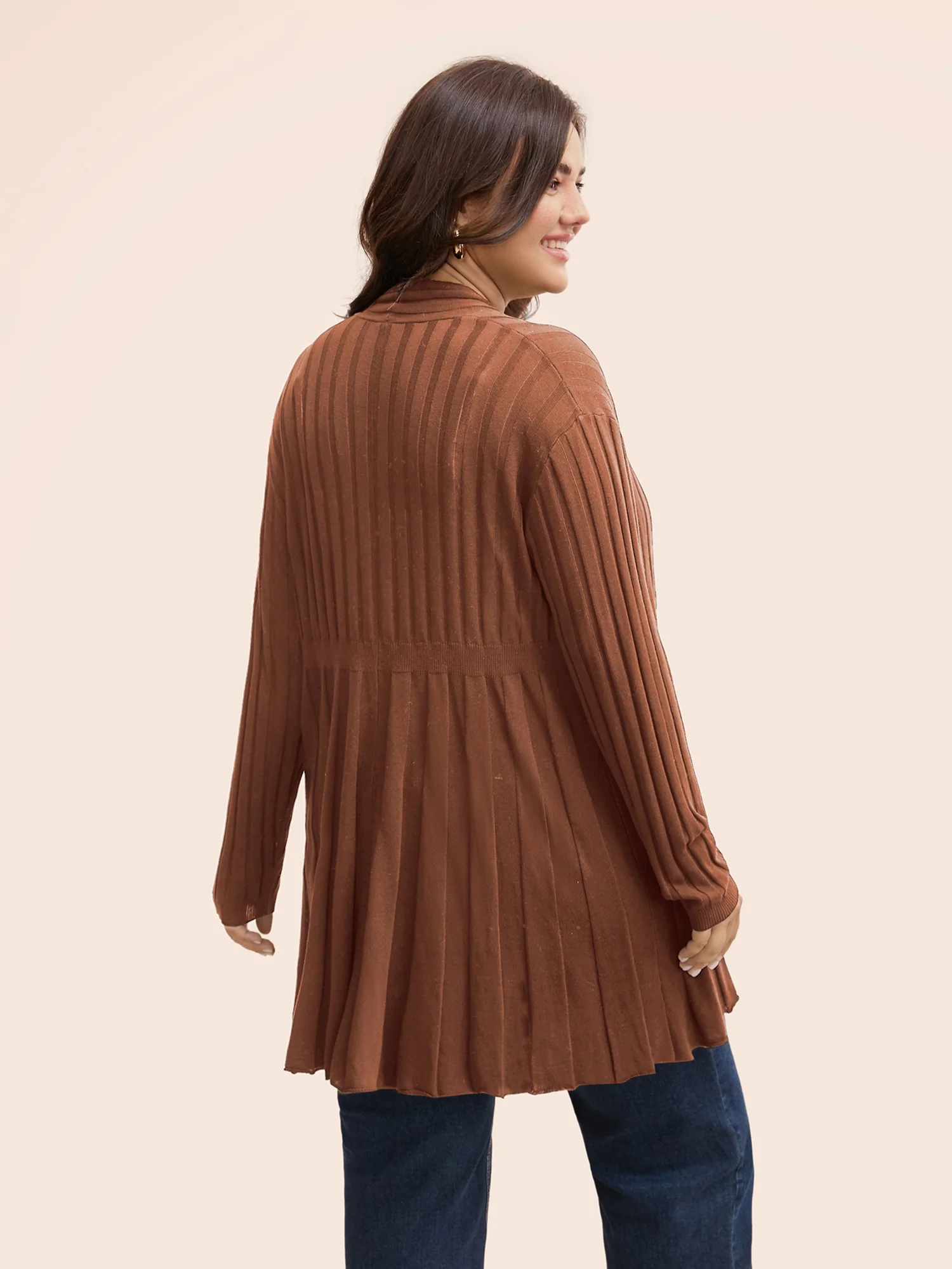 Plain Textured Kimono Collar Cardigan - Image 29